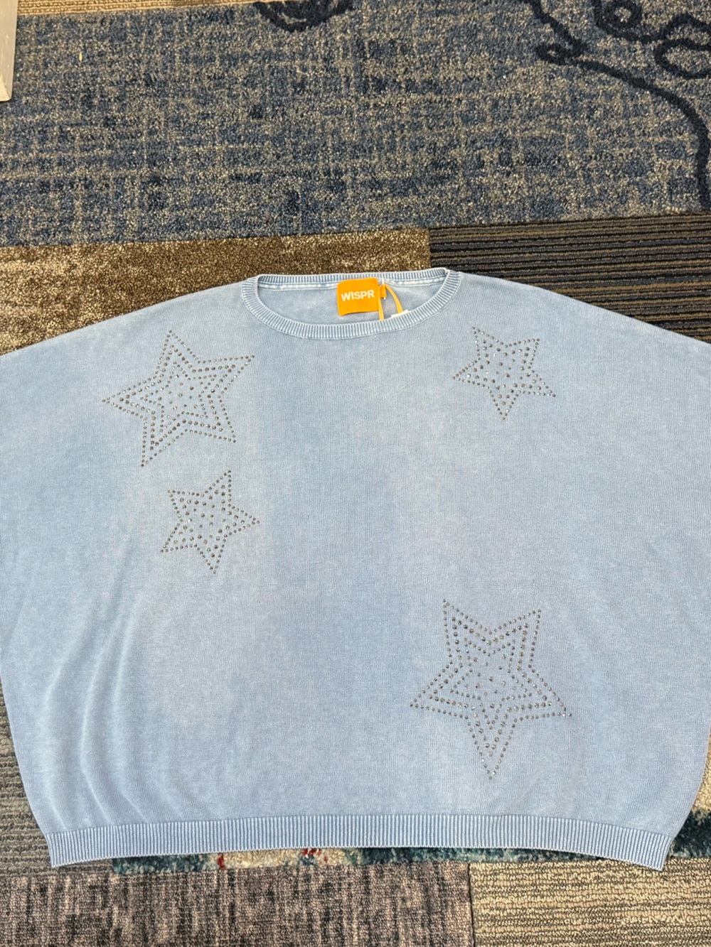 Brodie WSPR Cotton Light Blue Star-Embellished  Sweater